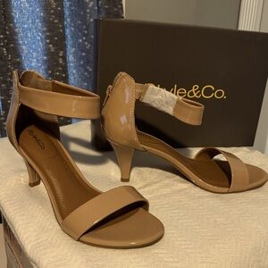 Style & Co. Tan Heeled Sandals with Ankle Strap